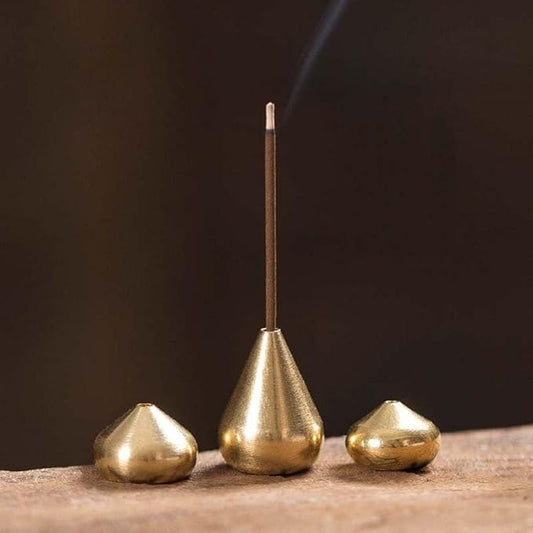 3Pcs Mini Brass Incense Holder, Incense Cone Holder, Portable Coil Incense Holder, Incense Stick Holder for Home Office Teahouse, Water Drop Shape - Bloomnest