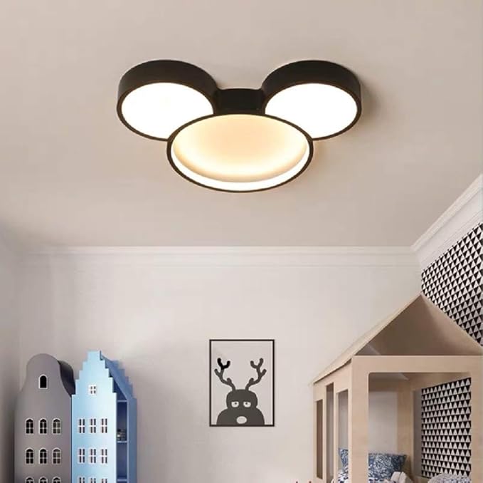 Modern LED Ceiling Light Acrylic Cartoon Mickey Mouse Flush Mount Light Stepless Dimming Fixtures for Kids, Girls, Children's, Boys Rooms and Bedroom - Bloomnest