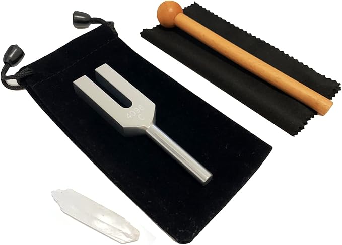 4096 Hz Tuning Fork, Crystal Tuning Fork for Healing, Medical-Grade with Wood Hammer and Soft Storage Bag - Bloomnest