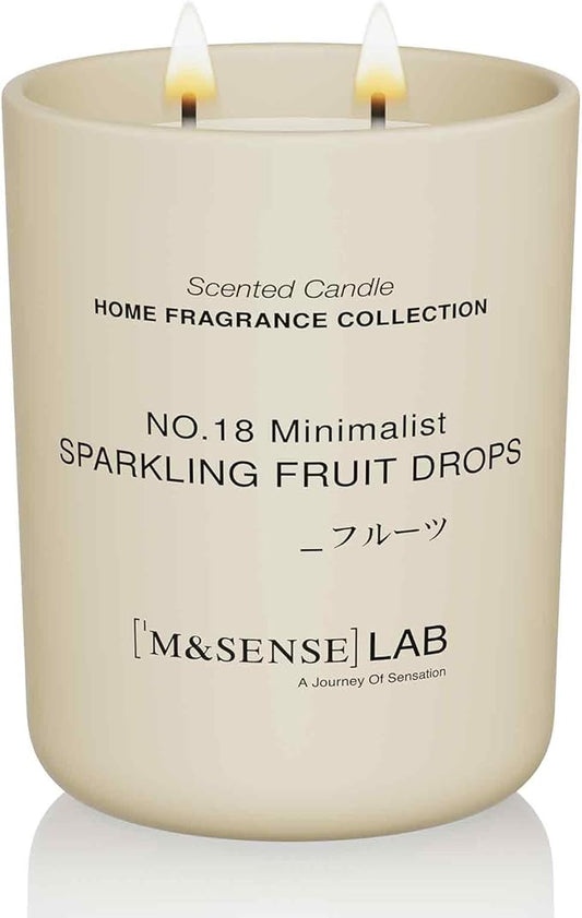 M&SENSE Natural Soy Candle| Sparkling Fruit Drops | 16.6 oz, 95H Burn | Minimalist Scented Candle for Relaxation, Gifting, Home Décor | for Bedroom, Office, Party Large - Bloomnest