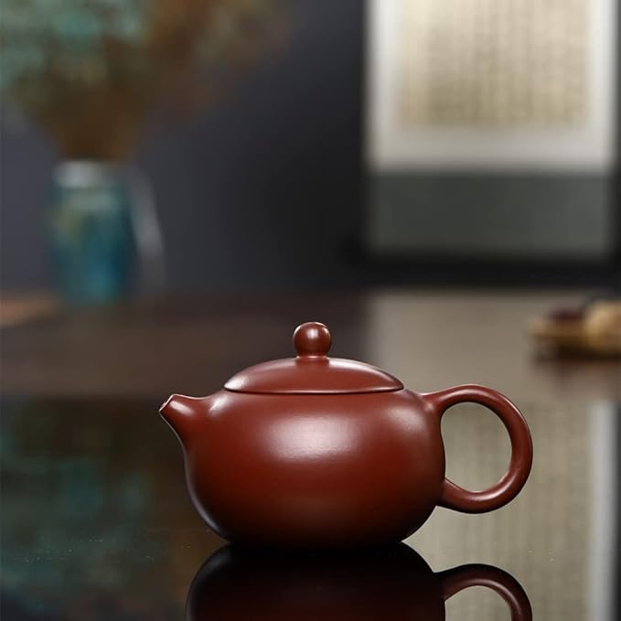 Xishi Teapot Chinese Zisha Clay Pot Ceramics Purple Sand Dahongpao Mud Kungfu Tea Set Kettle Spherical Filter (Red 150ml) - Bloomnest