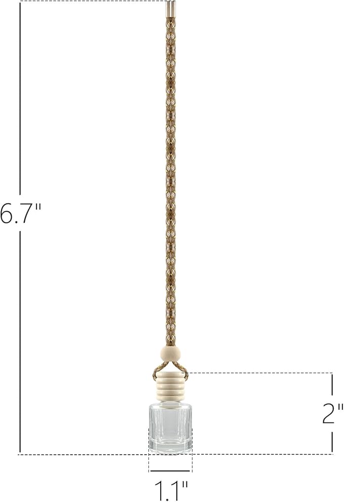 4Pcs Hanging Car Air Freshener, Empty Glass Perfume Bottle Pendant with Wooden Cap, Refillable Drift Freshener Diffuser for Essential Oils - Car Accessories for Women Men-Cylindrical - Bloomnest