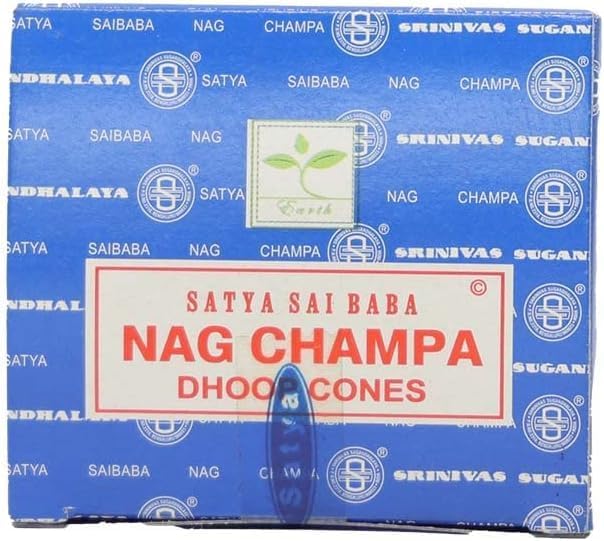 Satya Nag Champa Incense Cones for Meditation and Yoga, 48 Pieces, 4 Packs (Incense Dhoop Cones, NagChampa)