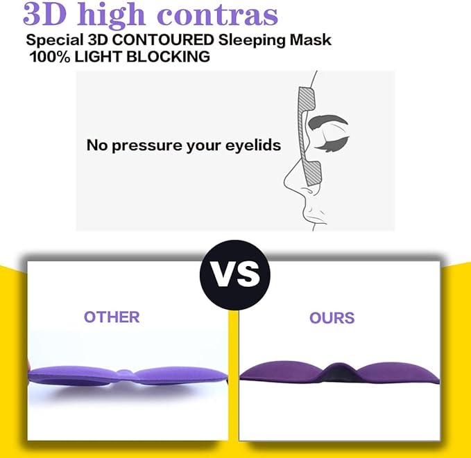3D Eye mask for Sleeping,Machine Washable, Sleep Mask for Women, Blinder Blindfold Airplane(Black+red) - Bloomnest