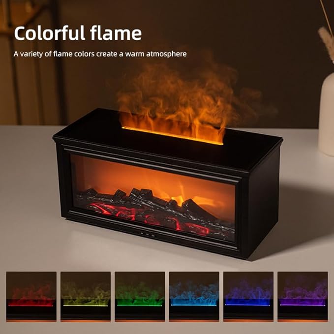 280ML Fireplace Diffuser Essential Oils Diffuser Flame Humidifier with 7 Colorful Lights Timer Remote Control for Home Office Bedroom Yoga SPA Hotel - Bloomnest