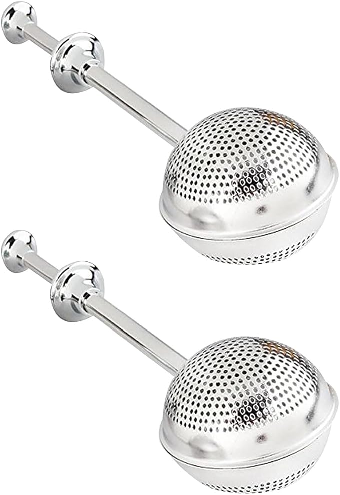 Veemoon Stainless Steel Ball Tea Infuser Set of 2 Long Handle Tea Strainer for Loose Leaf Dishwasher Safe Perfect for Medium to Large Leaves