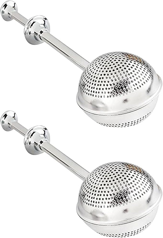 Veemoon Stainless Steel Ball Tea Infuser Set of 2 Long Handle Tea Strainer for Loose Leaf Dishwasher Safe Perfect for Medium to Large Leaves