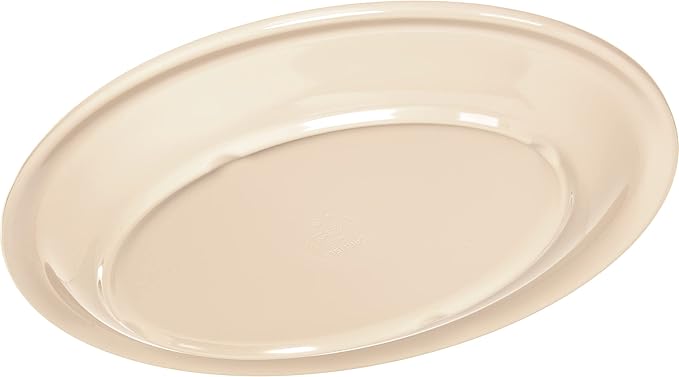Carlisle FoodService Products Kingline Plastic Oval Platter Oval Tray for Home and Restaurant, Melamine, 12 x 9 Inches, Tan, (Pack of 12) - Bloomnest