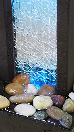 Nature's Mark 10" H Crackled Glass Light Show Tabletop Water Fountain with Natural River Rocks and Color Changing LED Lights (Cordless) - Bloomnest