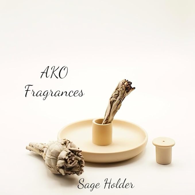 4 in 1 Incense Burner Holder - Multi-Purpose Ceramic Incense Stick Holder, Palo Santo Holder for Clean Burning, Sage Meditation Burner Set, Candle Holder for Aromatherapy (Matte Beige) - Bloomnest