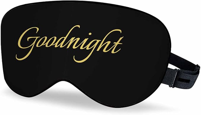 Good Night Sleep Eye Mask Night Sleep Phrase Golden Black Men Women Sleep Mask with Adjustable Strap Eye Cover Eye Shade for Travel, Nap,Meditation - Bloomnest