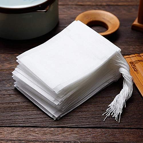 100 Pcs Disposable Tea Bags for Loose Leaf Tea, Biodegradable Tea Filter Bags with Drawstring, Corn Fiber Empty Tea Bags for Loose Leaf Tea (3.54 x 2.75 inch) - Bloomnest