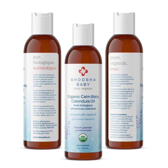 Shoosha Organic Calendula Oil French Lavender, for Babies, Real Calendula Oil, Calendula Massage Oil Moisturizer, Hypoallergenic, Gluten-Free, 100% Biodegradable - Bloomnest