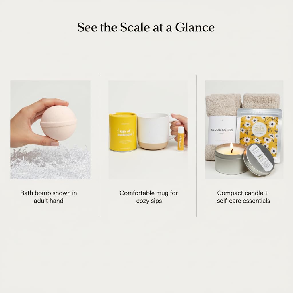 Unboxme Sunshine Gift For Women | Self Care Package with Herbal Tea, Mug, Bath Bomb, Candle, Fluffy Socks, Lip Balm, Sheet Mask, Scrunchie & Happy Birthday Card