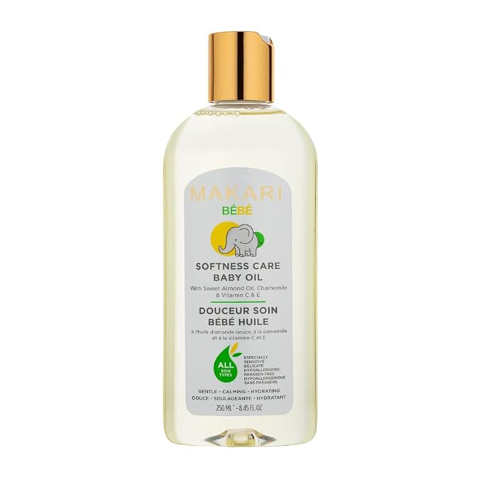 Makari Softness Care Baby Oil with Sweet Almond, Chamomile & Vitamins C & E, Hypoallergenic & Paraben-Free, Ideal for All Skin Types, Formulated for Sensitive and Delicate Newborn Skin - Bloomnest