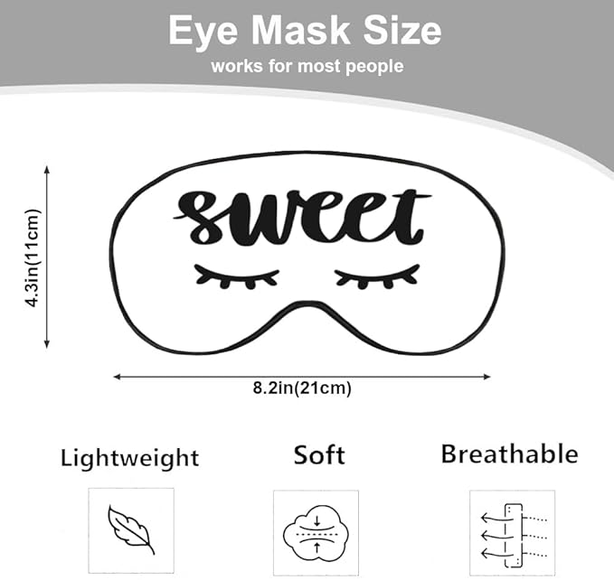 Sweet Dreams Eye Mask Sleeping Mask Cute Eyelashes White Sleep Masks Silky Soft Eye Cover for Women Men Shading Blindfold for Air Travel Sleeping - Bloomnest