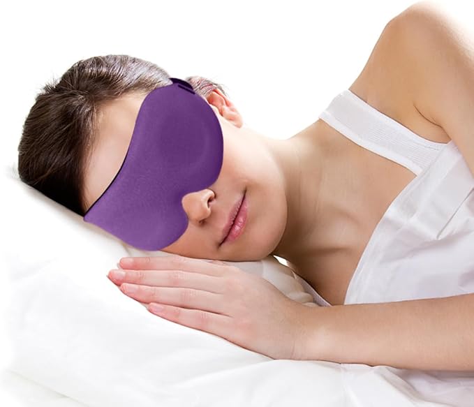 DTS Eye Masks for Side Sleepers Men Women Zero Eye Pressure 3D Cups Complete Light Blocking Night Blindfold with Adjustable Strap Shade Cover Sleeping Mask for Travel Nap Work Home (Purple) - Bloomnest