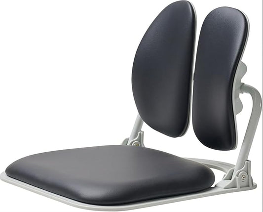 Made in Korea Dual-Backrests Ergonomic Floor Chair With Back Support - Meditation, Gaming, Reading Chair for Adults, Foldable (Black Leather) - Bloomnest