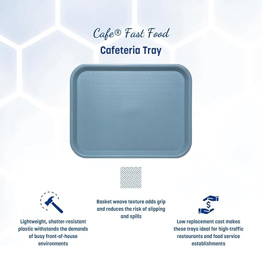 Carlisle FoodService Products Cafe Cafeteria Tray, Meal Tray, Fast Food Tray with Patterned Surface for Cafeterias, Fast Food, and Dining Room, Plastic, 10 x 14 Inches, Slate Blue, (Pack of 24) - Bloomnest