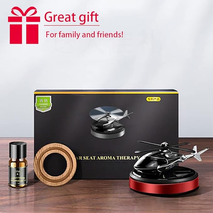 Al Alloy Solar Powered Rotating Helicopter Shape Car air purifier, Home and Car Interior Decoration Accessories (Red) - Bloomnest