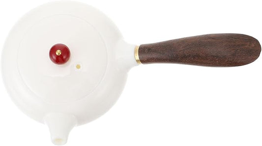 Ceramic Tea Maker with Side Handle Small Teapot for Loose Leaf Tea Lightweight Porcelain Teaware for Home Office Restaurant