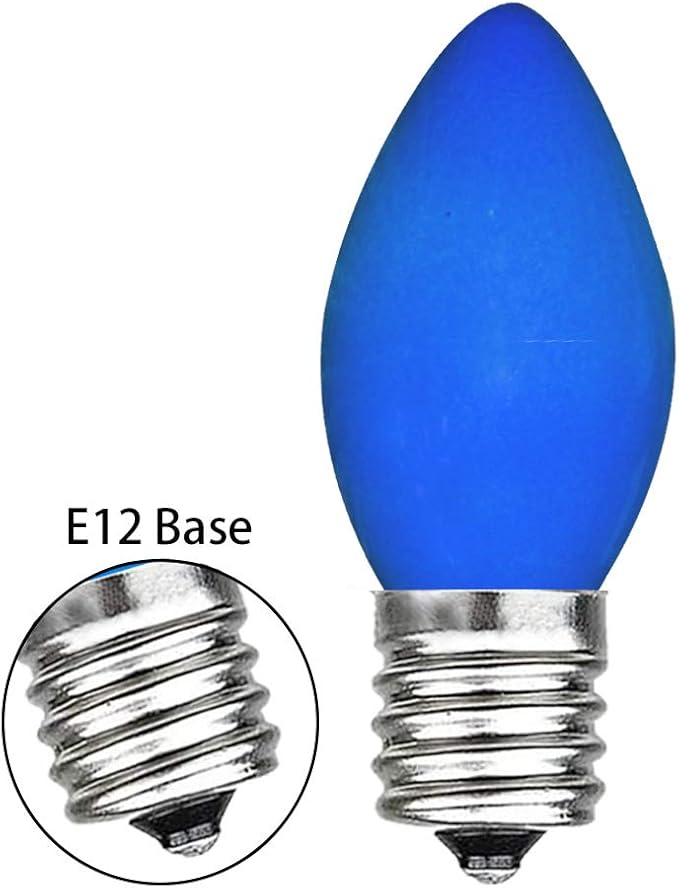 GOOTHY 25 Pack C7 Blue Christmas Replacement Light Bulbs, C7 Blue Incandescent Light Bulbs for Christmas Outdoor Patio Indoor String Lights, C7/E12 Candelabra Base Night Light Bulbs, 5 Watt 120 Volt - Bloomnest