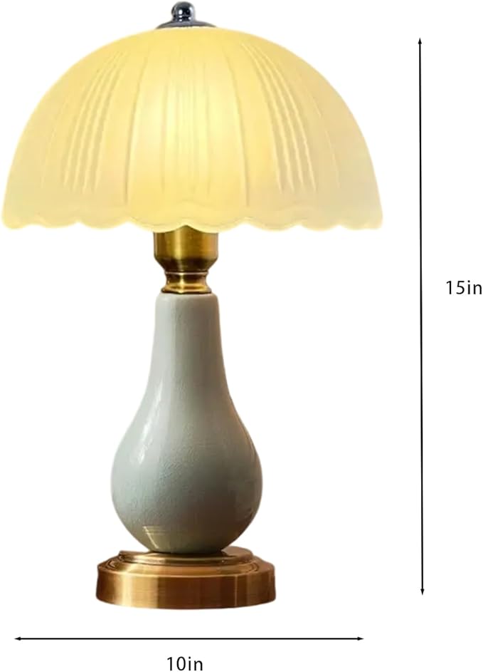 Large Table Light 3 Color Adjustable Ceramic Lamp Vintage Nightstand Lamps Dimmable Bedside Table Lamps for Living Room Bedroom Home Office (Cyan) - Bloomnest