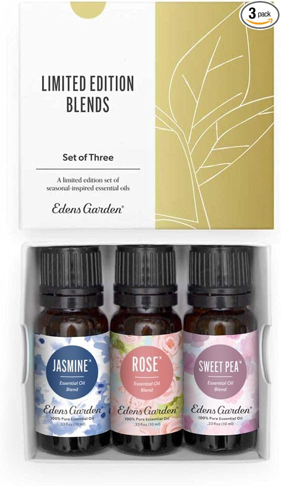 Edens Garden In Bloom Essential Oil 3 Set – 100% Pure Therapeutic Grade, Undiluted Aromatherapy- Jasmine, Rose & Sweet Pea Floral Blends– No Artificial Fragrance & Natural For Diffusers, 10 ml/ 3 Pack - Bloomnest
