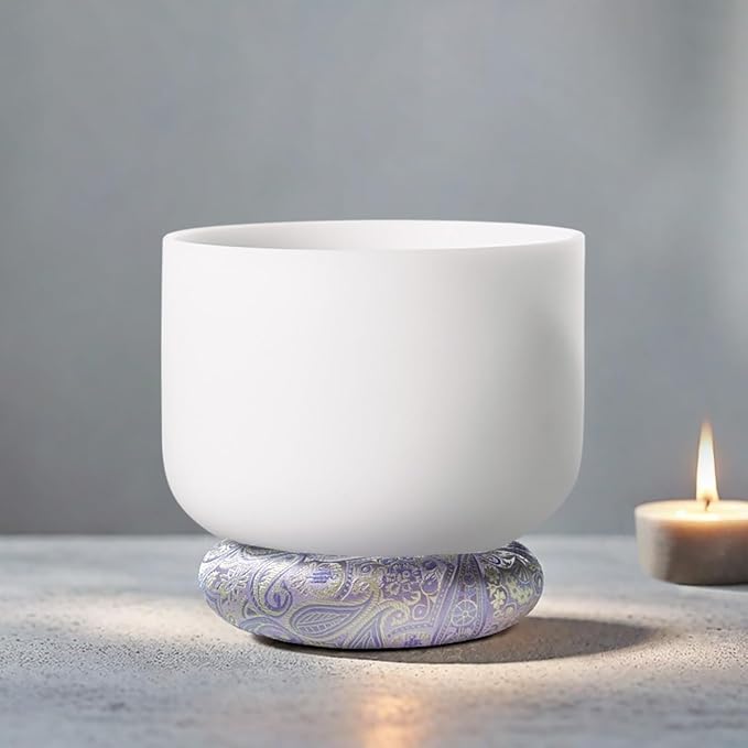 Singing Bowl Cushion for Tibetan Singing Bowls, Handmade Silk Brocade Round Cushion Pillow for Sound Healing and Crystal Sound Bowls Accessories(6.7 Inch,Violet) - Bloomnest