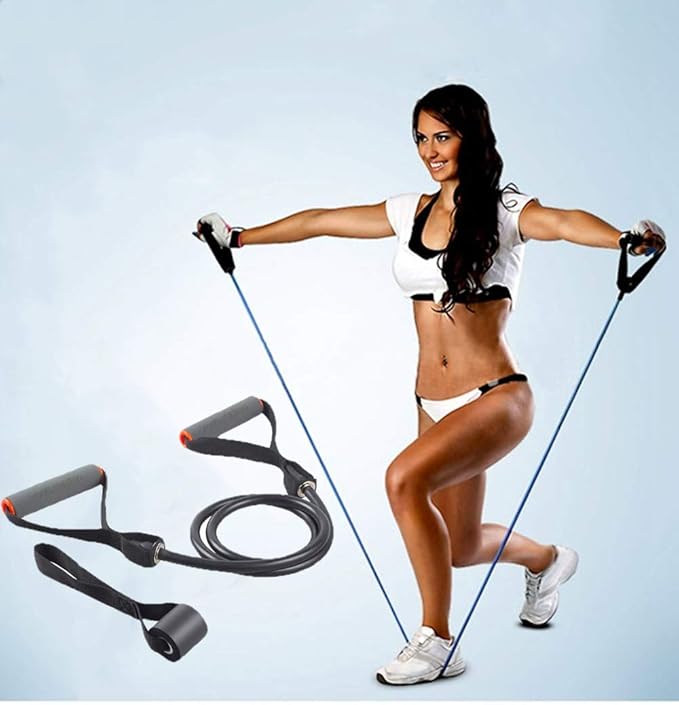 Single Resistance Bands, Workout Bands with Handles and The Exercise Bands with Door Anchor, Suitable for Resistance Training, Physical Therapy, Home Workouts, Boxing Training