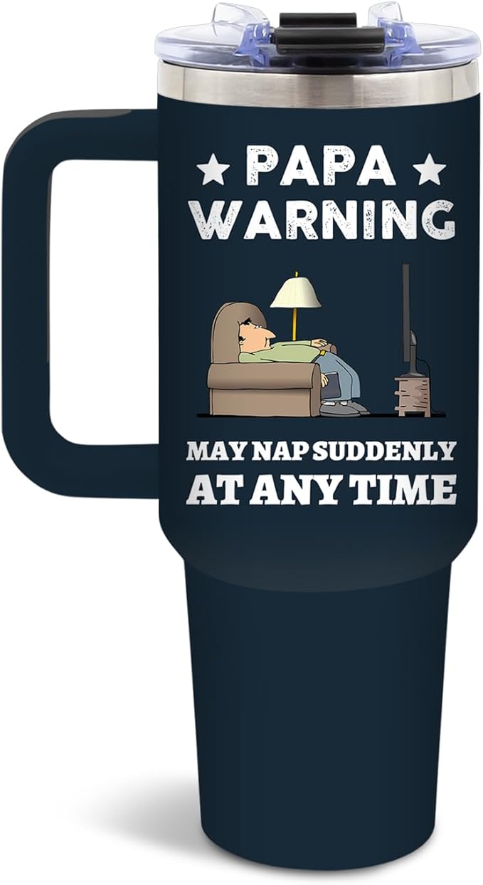 DUUV Papa Tumbler 40 Oz, Funny Papa Gifts for Dad from Daughter Son Kids, Christmas Birthday Gifts for Daddy Stepdad Elderly Father, Dad Tumbler Stainless Steel Insulated Travel Mug with Handle, 1PCS - Bloomnest