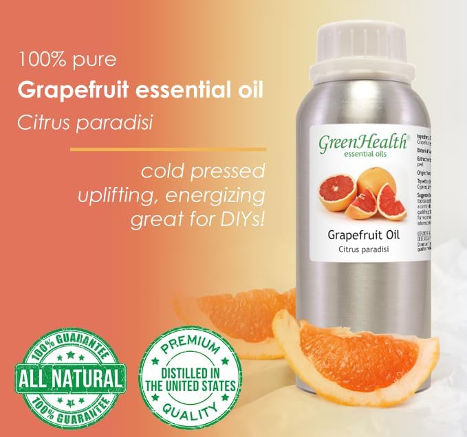 Grapefruit Essential Oil - 16 fl oz (473 ml) Amber Glass Bottle - 100% Pure Essential Oil - GreenHealth - Bloomnest