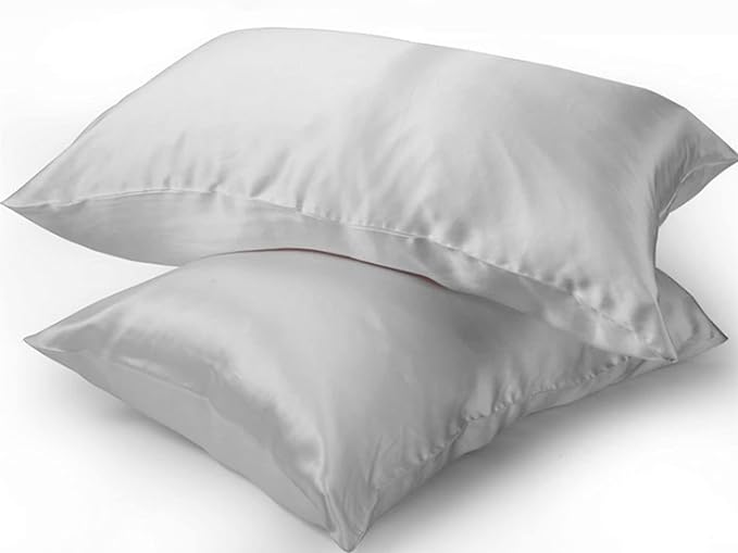 Gray Silk Pillowcase for Women Made in USA, Anti Wrinkle Silk Pillow Cases Queen with Zipper, 6A Grade 22 Momme, 100% Organic,1 Pc 20"x30" (Queen, Grey) - Bloomnest