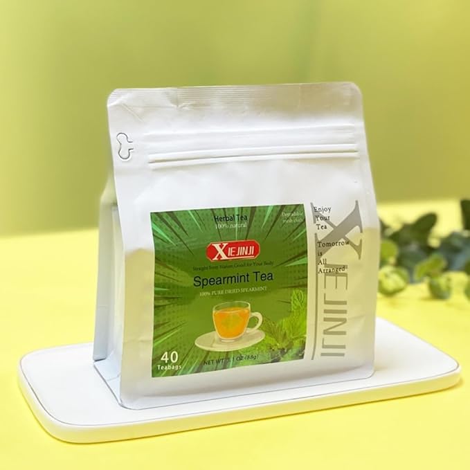 XIEJINJI Spearmint Tea Bags, 40 Count - 100% Pure Spearmint Leaves, Antioxidant-Rich, Supports Digestion, Refreshing & Soothing - Bloomnest