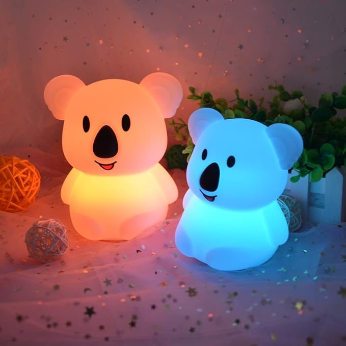Large Koala Night Lights Kid Bedside Bedroom Light, Nursery Moon lamp, Portable Color Changing Care Lamps - Break Resistant, Eye Caring, Adjustable Brightness & Color and Time Setting - Large - Bloomnest