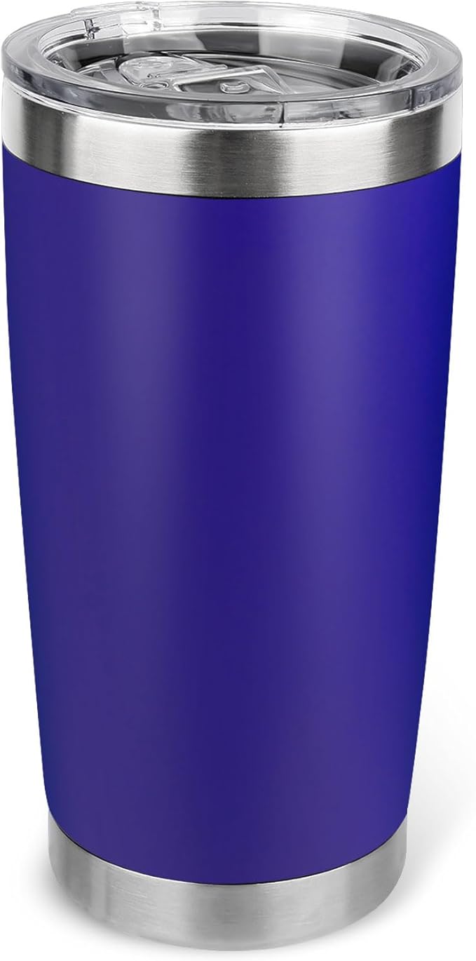 20oz Stainless Steel Tumbler with Lid, Travel Mug - Double Wall Vacuum Powder Coated Cup - Dark Blue, 1 Pack - Bloomnest