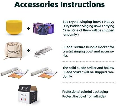 TOPFUND Yellow E Note Crystal Singing Bowl Solar Plexus Chakra 10 inch with Heavy Duty Carrying Case and Suede Mallet
