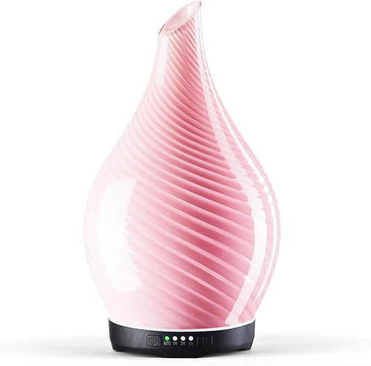 Porseme 280ml Essential Oil Diffuser Glass Color Changing Aroma Air Diffusers Aromatherapy Ultrasonic Cool Mist Humidifier 7 Running Hours Waterless Auto-Off for Sleeping, Yoga, Spa (Pure Pink) - Bloomnest
