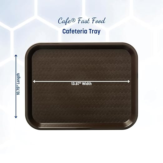 Carlisle FoodService Products Cafe Food Tray, Plastic Cafeteria Tray for Schools, Dining Halls, and Restaurants, Polypropylene, 10 x 14 Inches, Chocolate - Bloomnest