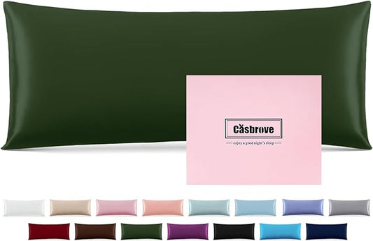 Silk Body Pillow Cover Pillow Pillowcase Soft Body Pillow Cover Pillow Case Mulberry Silk Pillowcase for Sleep(Green,20"X 54",1pc) - Bloomnest