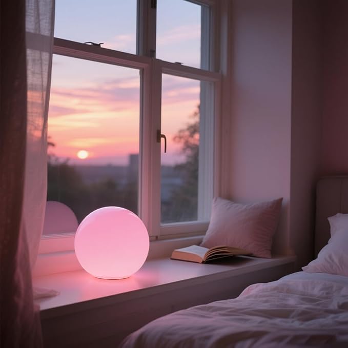 LED Night Light Ball Globe Lamp with Remote 8 Inch 16 RGB Colors Dimmable Mood Lights Rechargeable Outdoor Globe Light for Patio Nursery or Home Decor IP65 Waterproof Ball Light - Bloomnest