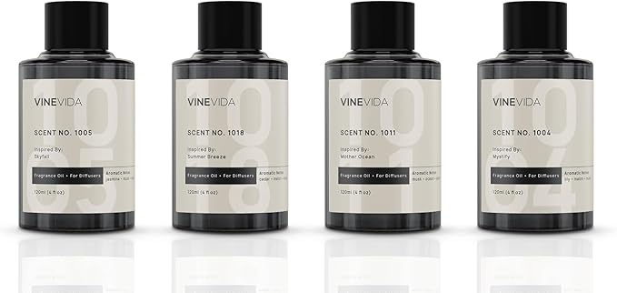 VINEVIDA Hotel Fragrance Collection - 4 Pack Diffuser Oils - Cold Air Diffusers - Scents No. 1005, 1018, 1011, 1004 VINEVIDA