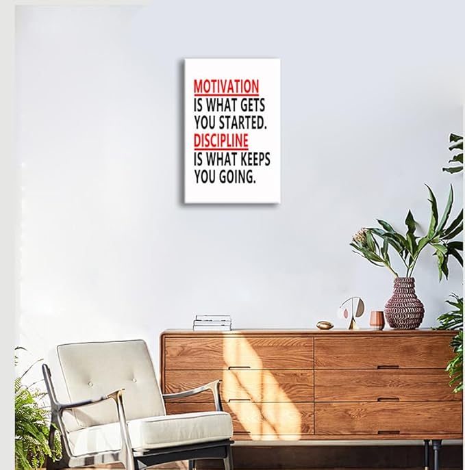 Discipline Motivation Poster Motivational Canvas Wall Art Office Wall Decor Poster Framed Painting Inspirational Picture Print Artwork Modern Home Bedroom Living Room School Decor[12''W x 18''H] - Bloomnest