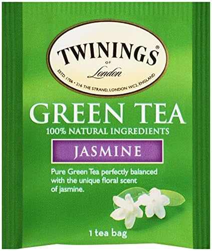 Twinings Green Tea with Jasmine Individually Wrapped Bags, 20 Count (Pack of 1), Fragrant Floral Scent, Caffeinated, Enjoy Hot or Iced, 20 Teabags - Bloomnest