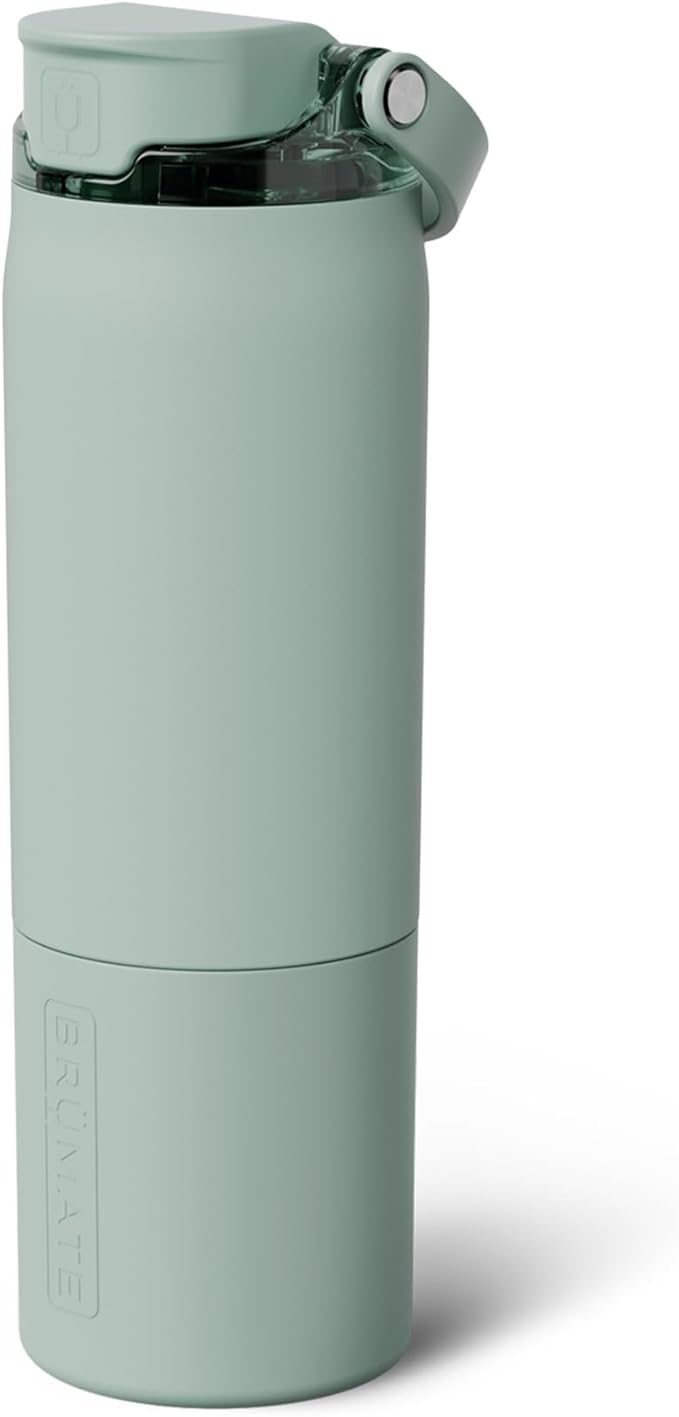 BrüMate Rise 25oz Water Bottle With 100% Leakproof Covered Silicone Straw | Insulated Stainless Steel Water Bottle | Cup-Holder Friendly | Fast Flow | Soft Sip Silicone Spout | BPA-Free (Sage) Br%C3%BCMate