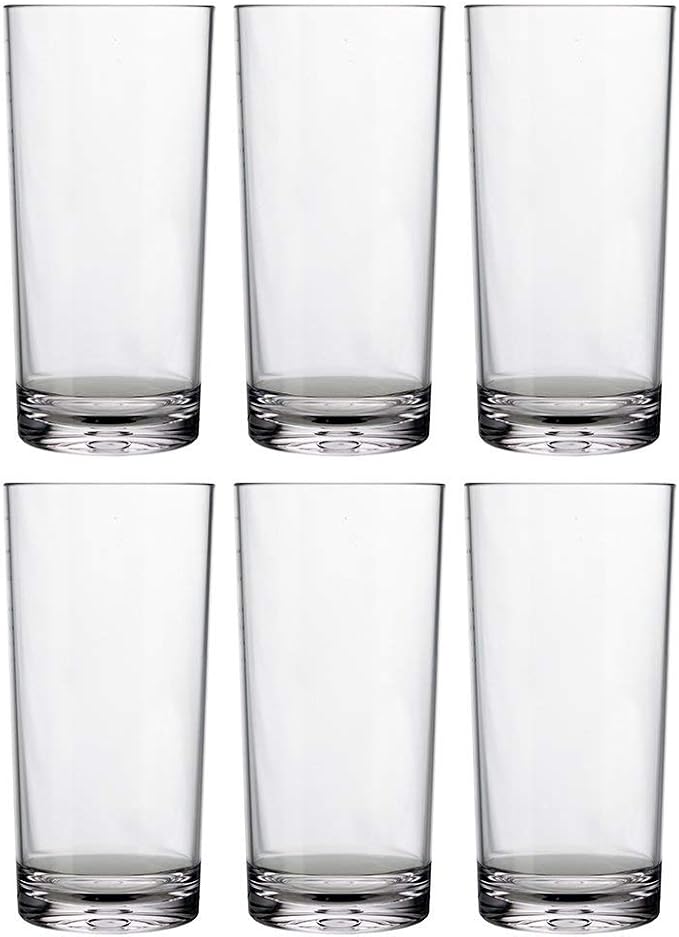 US Acrylic Classic Clear Plastic Reusable Drinking Glasses (Set of 6) 24oz Iced-Tea Cups | BPA-Free Tumblers, Made in USA | Top-Rack Dishwasher Safe - Bloomnest