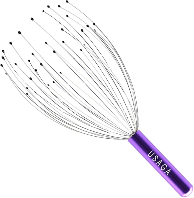 USAGA 36 Fingers Head Massager Scalp Massager Head Scratcher, Stocking Stuffers Gift for Scalp Body Relaxing (Purple) USAGA