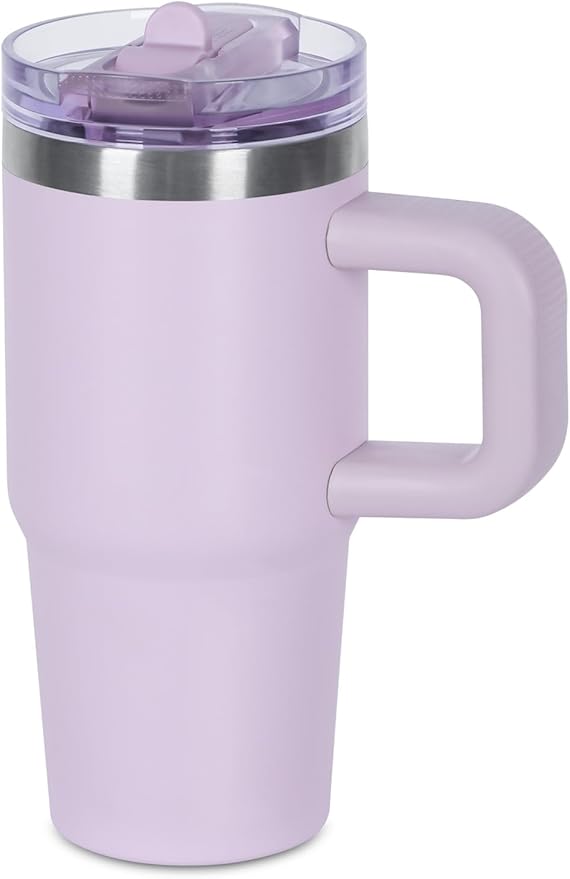 14 oz Tumbler for kids with Detachable Flip Straw Lid and handle, 100% Leak Proof 14 oz mini cup, Stainless Steel Vacuum Insulated Tumbler, Wide Mouth Easy to Clean, Keep Cold or Hot (Lavender Purple) - Bloomnest