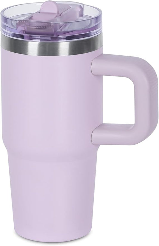 14 oz Tumbler for kids with Detachable Flip Straw Lid and handle, 100% Leak Proof 14 oz mini cup, Stainless Steel Vacuum Insulated Tumbler, Wide Mouth Easy to Clean, Keep Cold or Hot (Lavender Purple) - Bloomnest