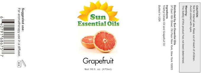 Sun Essential Oils Grapefruit Essential Oil 16oz Bulk for Aromatherapy, Diffuser, Enhance Mood, and Stress Ease - Bloomnest